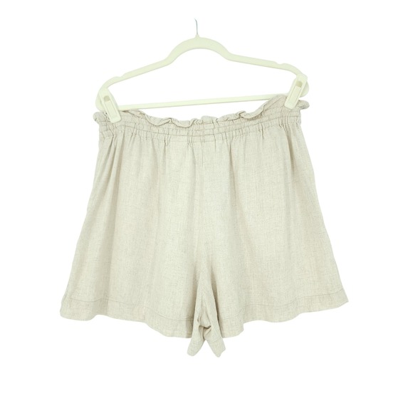 H&M Pants - H&M Linen Blend Shorts Womens L Beige Paperbag PullOn Coastal Quiet Luxury